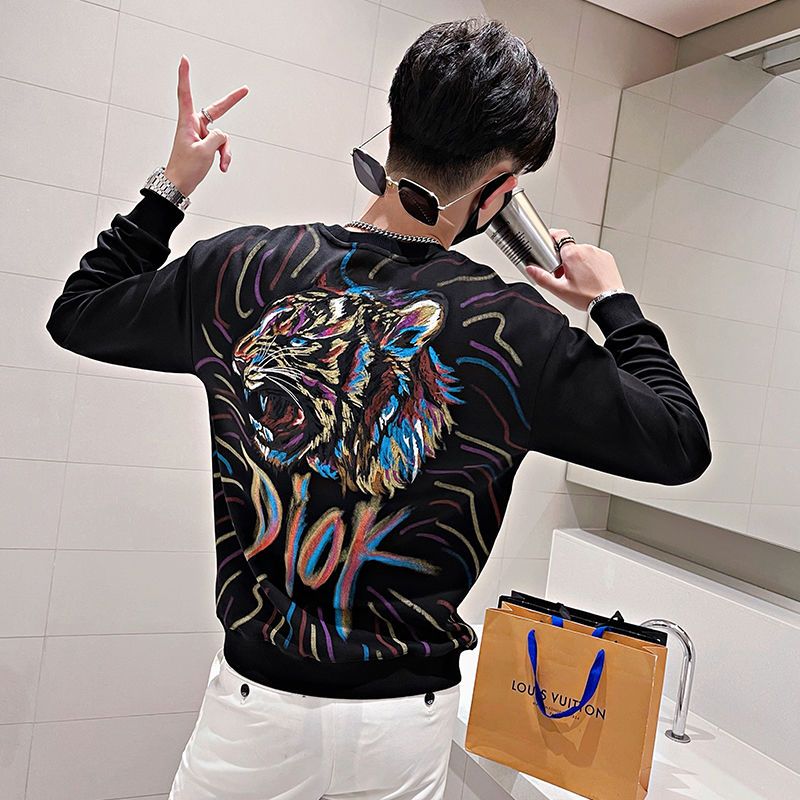 潮牌痞帥印花衛衣百搭長袖T卹