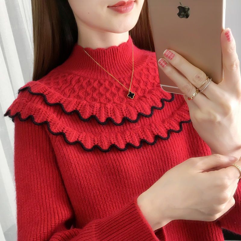 新款韓版寬鬆半高領打底衫