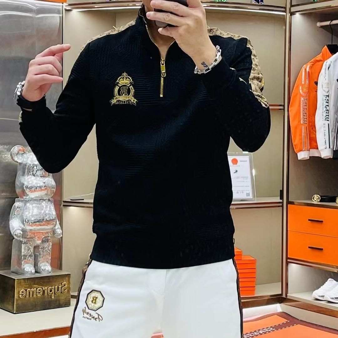 潮流時尚休閒刺繡半拉鏈立領衛衣套裝